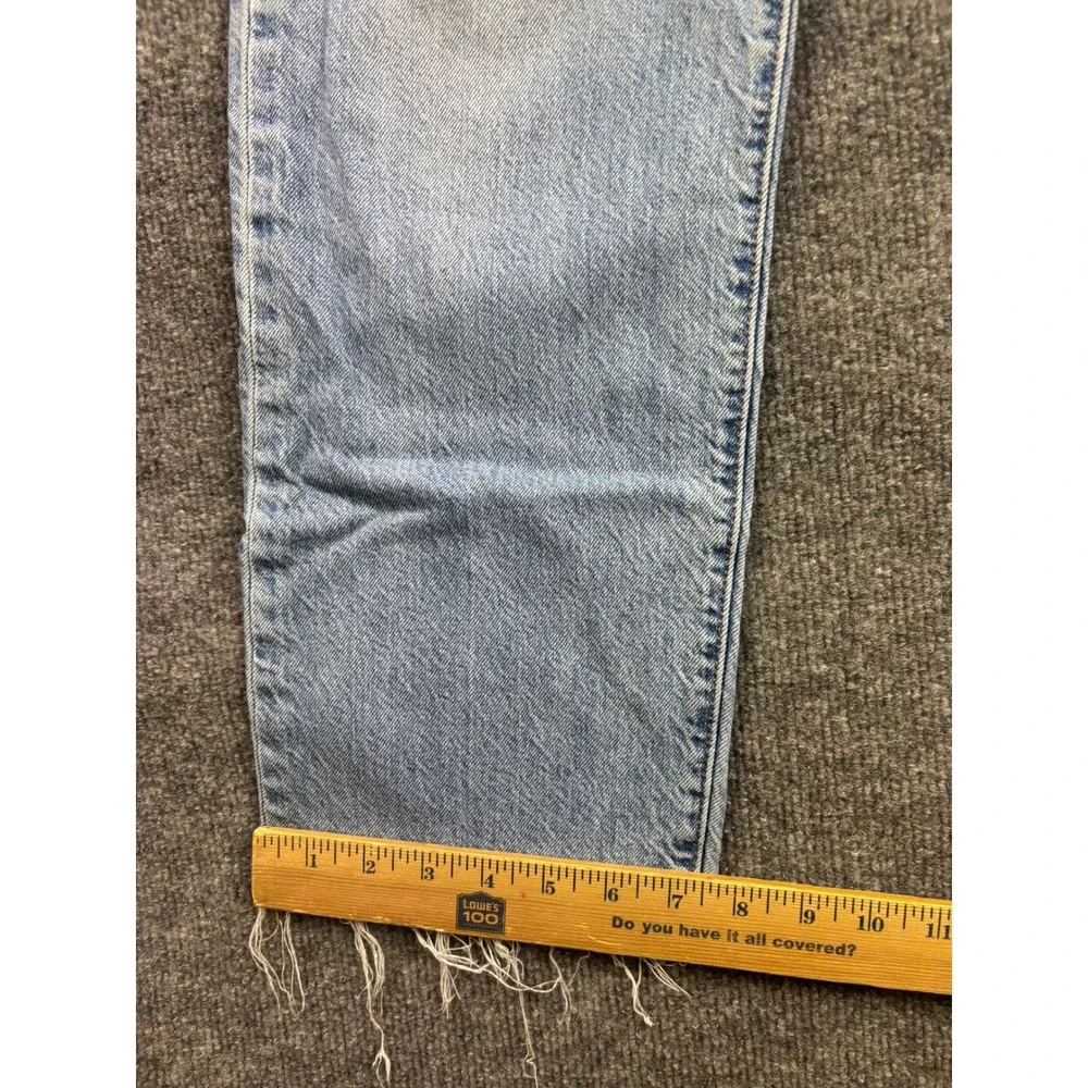 Levis 501 Jeans Womens 26 Blue Light Wash Straight Leg Raw Hem Button Fly - Picture 7 of 11